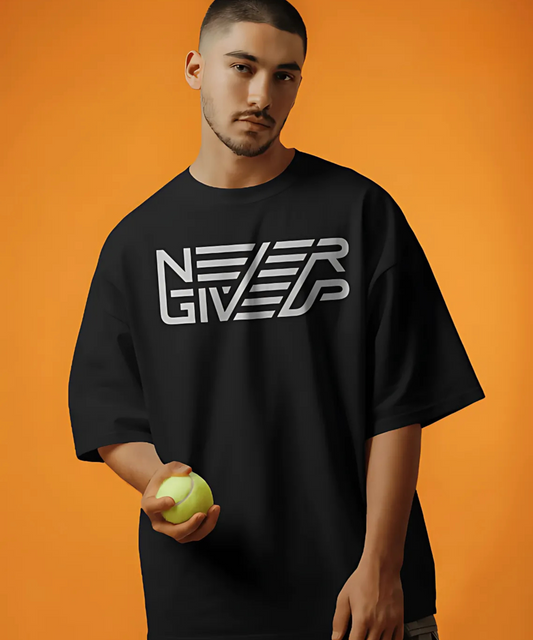 Never Give up - Premium Oversized T-Shirt - Front Print