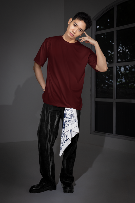 Premium Oversized T-Shirt - Solids - Maroon